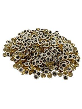 Gold & Black Shank Buttons With White Edge Round Design Bulk Lot 0.5 Inch Diamet